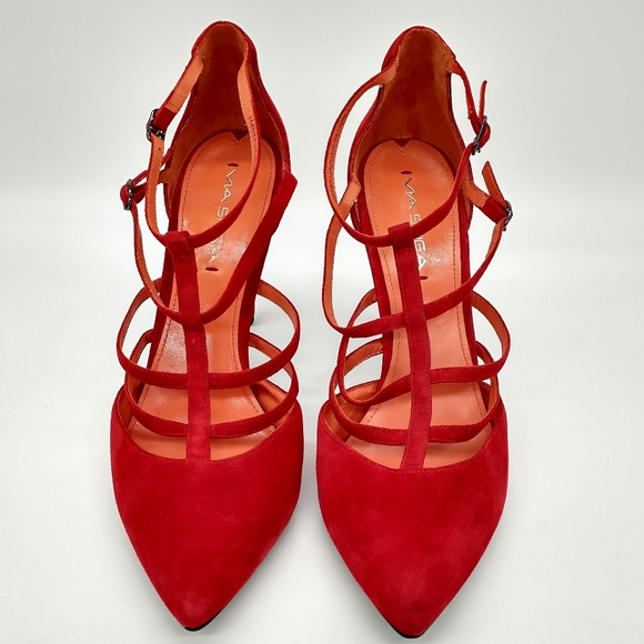 Via Spiga Edita Heels Suede Red Size 9.5 - Picture 2 of 6